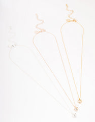 Mixed Metal Bubble Heart Necklace 3-Pack