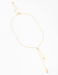 Waterproof Gold Plated Stainless Steel Pull Through Lariat Necklace