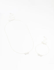 Silver Plated Infinity Necklace & Bracelet Set