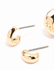 Mixed Metals Simple Hoop Earrings 3-Pack