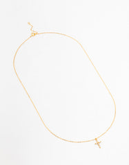 Gold Plated Sterling Silver Cubic Zirconia Cross Necklace