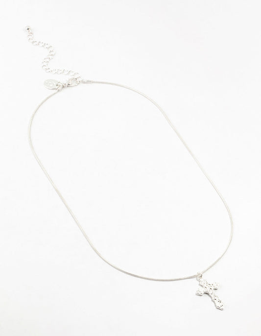 Silver Plated Round Snake Chain Ornate Necklace