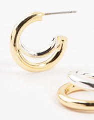 Mixed Metals Graduating Hoop Earrings