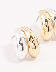 Mixed Metal Double Bubble Hoop Earrings