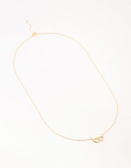 Gold Plated Sterling Silver Double Heart Cubic Zirconia Necklace