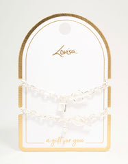 Silver Chunky Lock & Key Bracelets 2-Pack