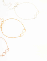 Mixed Metals Infinity Bracelets 3-Pack