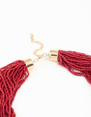 Red Beaded Layered Necklace