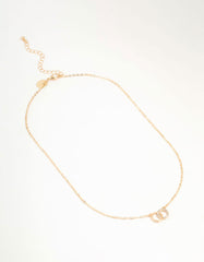Gold Diamante Open Circle Necklace