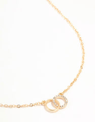 Gold Diamante Open Circle Necklace