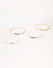 Mixed Metals Plain & Wavy Bangles 4-Pack