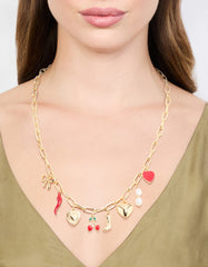 Gold Plated Chili & Cherry Charm Necklace