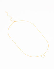 Gold Plated Brass Cubic Zirconia Hollow Flower Necklace