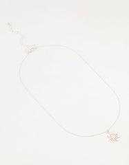 Silver Diamante Sun Pendant Necklace