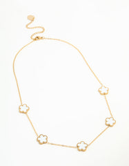 Waterproof Gold Plated Stainless Flower Charm Necklace