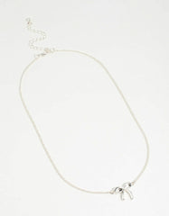 Silver Plain Bow Necklace