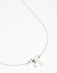 Silver Plain Bow Necklace