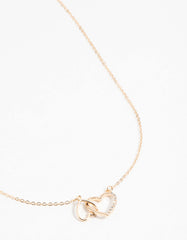 Gold Diamante Heart Link Necklace