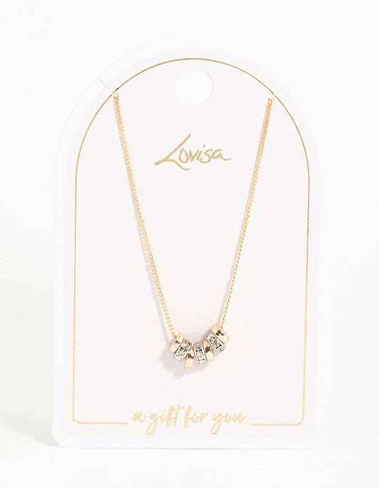 Mixed Metals Diamante Rondell Necklace