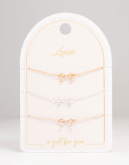 Mixed Metals Bow Bracelets 3-Pack