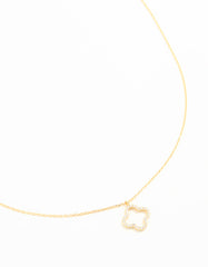 Gold Plated Sterling Silver Cubic Zirconia Flower Pendant Necklace