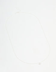 Sterling Silver Cubic Zirconia Micro Flower Pendant Necklace