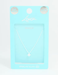 Sterling Silver Cubic Zirconia Micro Flower Pendant Necklace