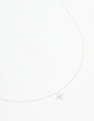 Sterling Silver Cubic Zirconia Micro Flower Pendant Necklace