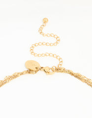 Waterproof Gold Plated Stainless Steel Triple Chain Layered Necklace