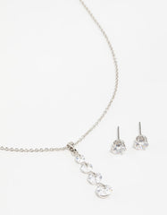 Silver Cubic Zirconia Necklace & Earrings Set