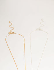 Mixed Metal Cutout Star Pendant Necklaces 2-Pack