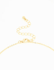 Gold Plated Diamante Outline Black Flower Pendant Necklace