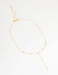 Gold Plated Brass Cubic Zirconia Y-Necklace