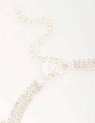 Silver Diamante Fan Cupchain Bib Necklace