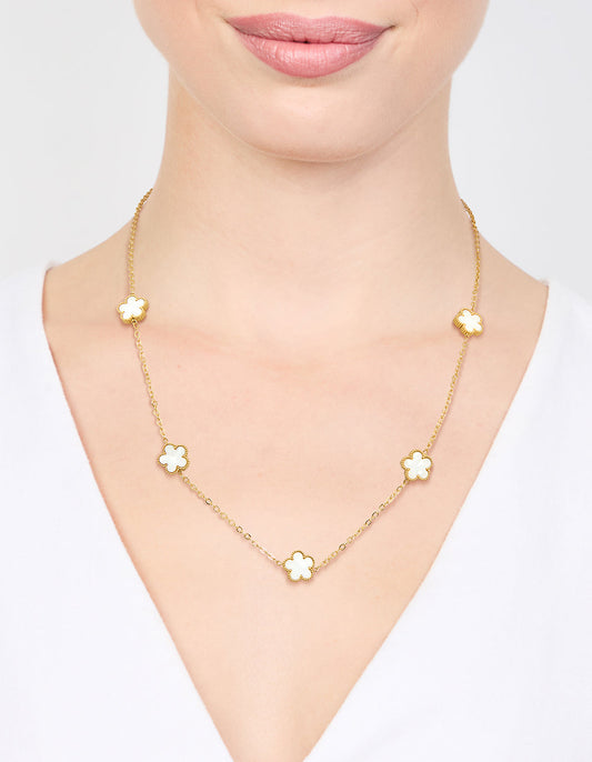 Waterproof Gold Plated Stainless Shell Petal Flower Pendant Necklace