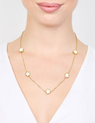 Waterproof Gold Plated Stainless Shell Petal Flower Pendant Necklace