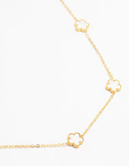 Waterproof Gold Plated Stainless Shell Petal Flower Pendant Necklace