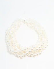 Silver Braided Pearl Layered Necklace