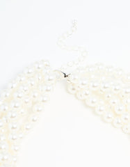 Silver Braided Pearl Layered Necklace