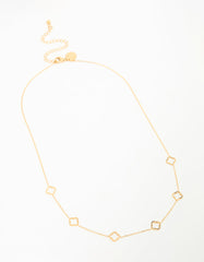 Waterproof Gold Plated Stainless Steel Hollow Flower Pendant Necklace