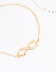 Mixed Metal Infinity Cubic Zirconia Toggle Bracelets 2-Pack