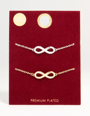 Mixed Metal Infinity Cubic Zirconia Toggle Bracelets 2-Pack