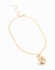 Gold Vintage Pocket Watch Necklace