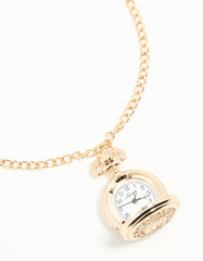 Gold Vintage Pocket Watch Necklace