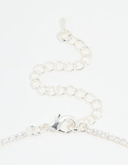 Silver Cubic Zirconia Navette Leaf Necklace & Earrings Set