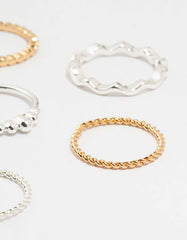 Mixed Metal Textured Spiral Stacking Rings 12-Pack