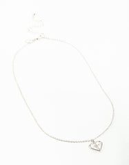Silver Plated Heart & Cross Pendant Necklace