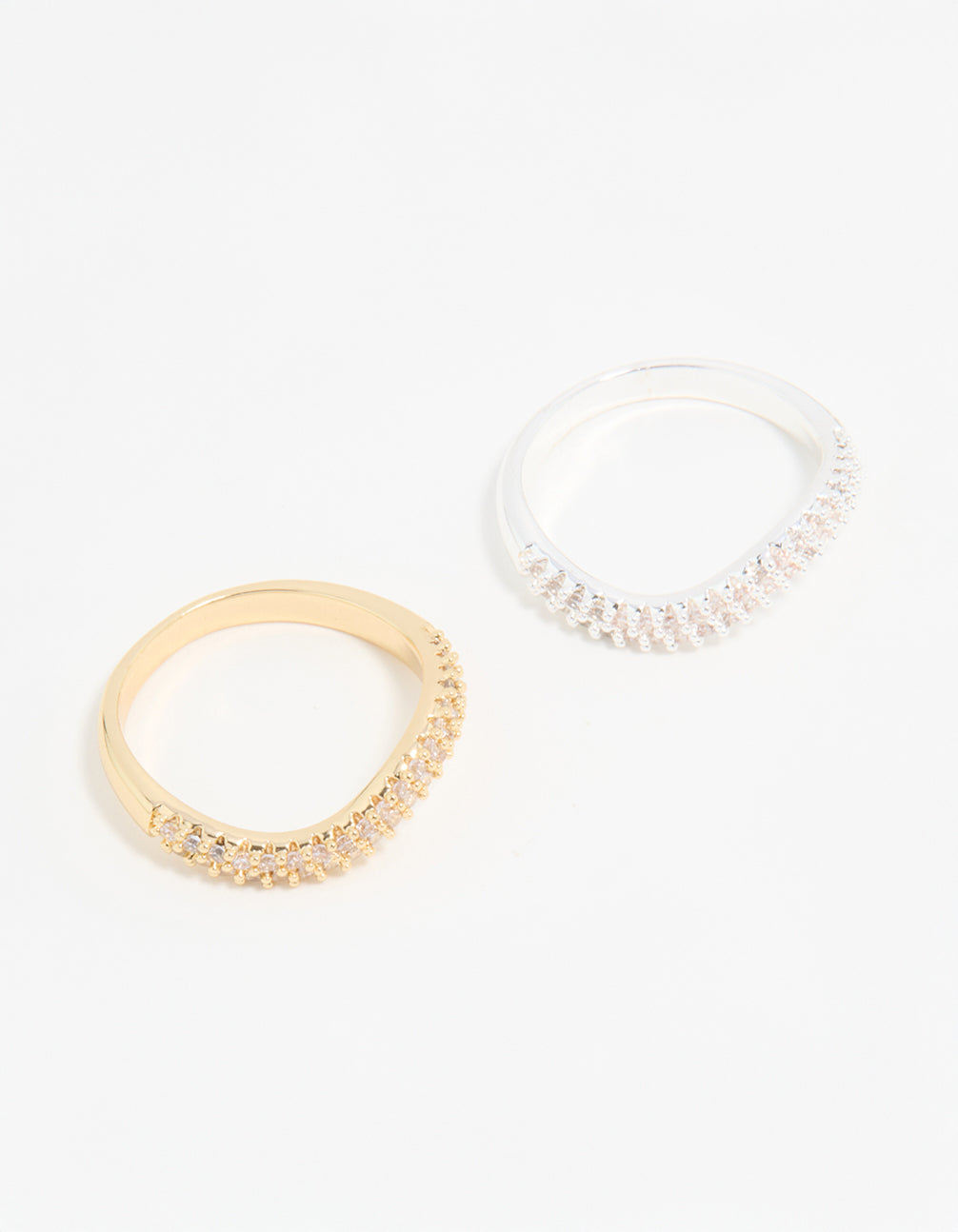 Mixed Metal Cubic Zirconia Rings 2-Pack