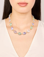 Gold Pastel Gem Oval Necklace