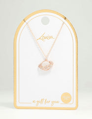 Rose Gold Genuine Shell Planet Pendant Necklace